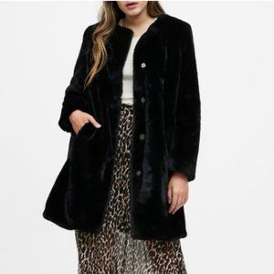Banana Republic Black Fur Coat, long, xs